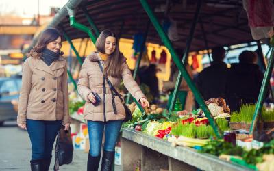 two friends shopping